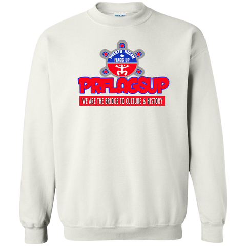 PR Flags Up Printed Crewneck Pullover Sweatshirt  8 oz - PR FLAGS UP