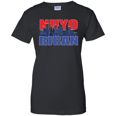 NuyoRican 2 Ladies Custom 100% Cotton T-Shirt - PR FLAGS UP