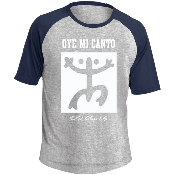 Oye Mi Canto El Coqui Adult SS Colorblock Raglan Jersey - PR FLAGS UP