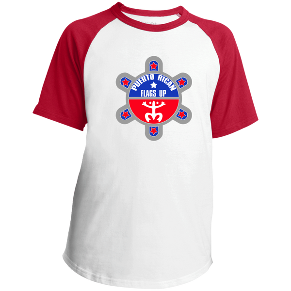 Puerto Rican Flags Up Youth SS Colorblock Raglan Jersey - PR FLAGS UP