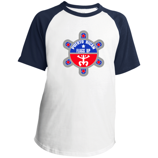Puerto Rican Flags Up Youth SS Colorblock Raglan Jersey - PR FLAGS UP