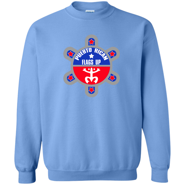 Puerto Rican Flags Up Printed Crewneck Pullover Sweatshirt  8 oz - PR FLAGS UP