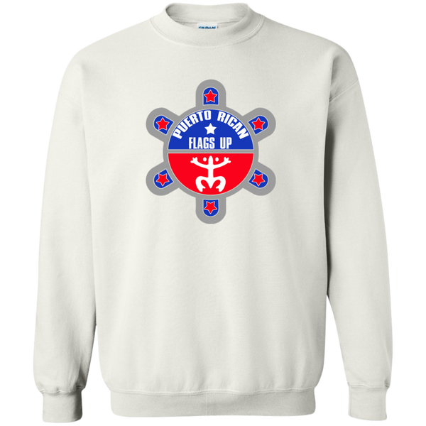 Puerto Rican Flags Up Printed Crewneck Pullover Sweatshirt  8 oz - PR FLAGS UP