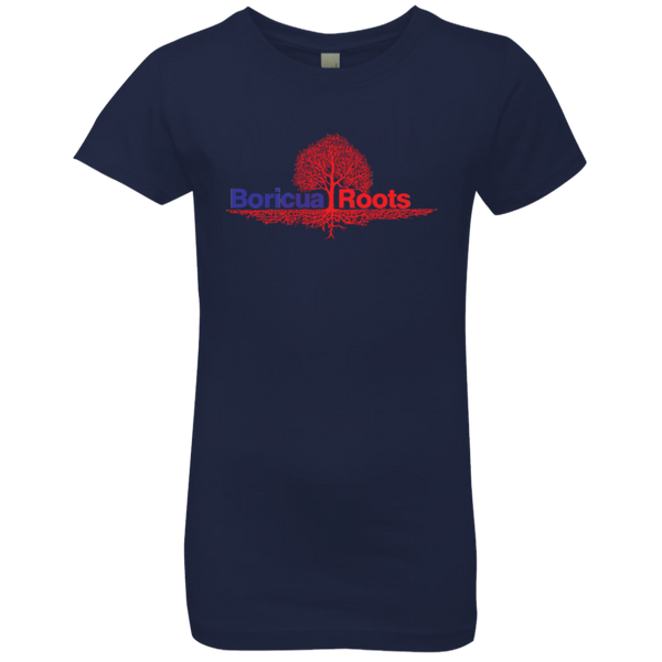 Boricua Roots Blue & Red Logo NL3710 Next Level Girls' Princess T-Shirt - PR FLAGS UP