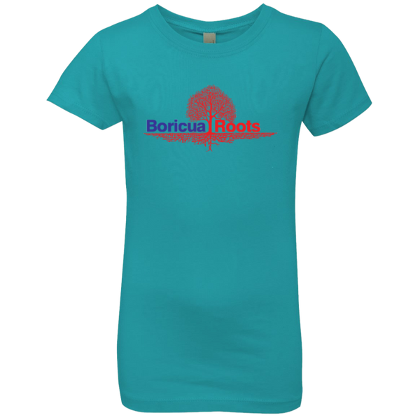 Boricua Roots Red & Blue Logo NL3710 Next Level Girls' Princess T-Shirt - PR FLAGS UP