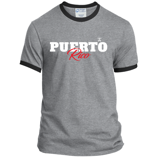 Puerto Rico Script 1 Ringer Tee - PR FLAGS UP