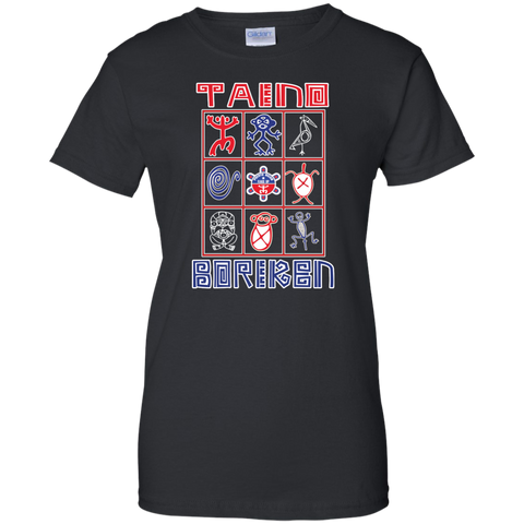 Taino Boriken Ladies Custom 100% Cotton T-Shirt - PR FLAGS UP