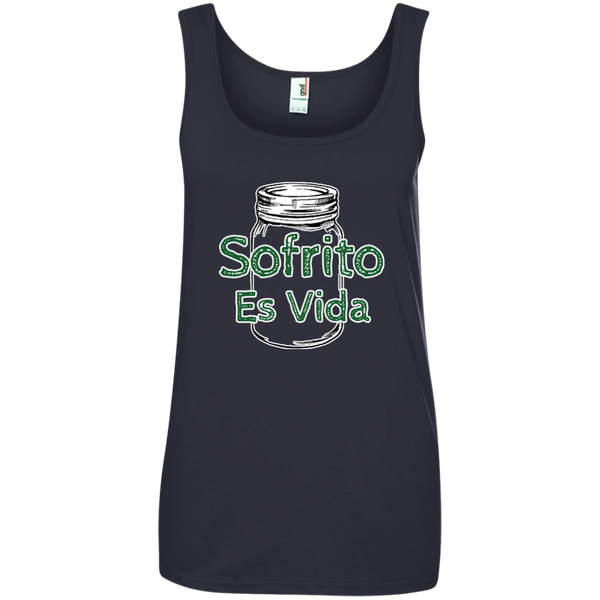 Sofrito Es Vida Ladies' 100% Ringspun Cotton Tank Top - PR FLAGS UP