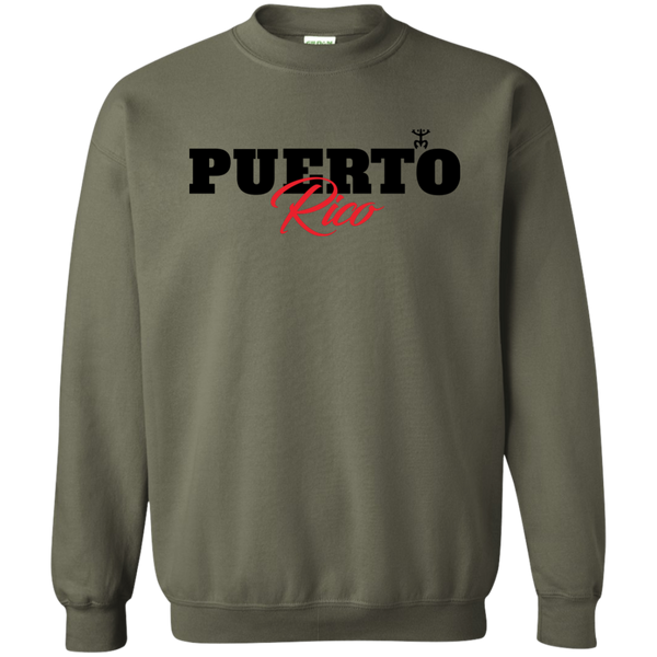Puerto Rico Black Script 1 Crewneck Pullover Sweatshirt  8 oz - PR FLAGS UP