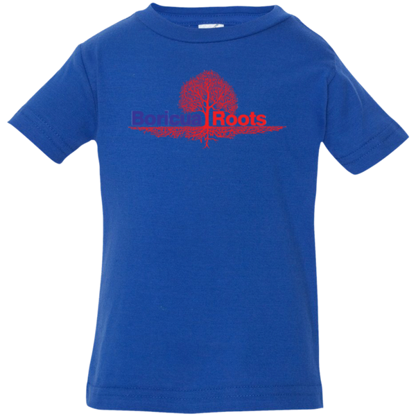 Boricua Roots Red & Blue Logo 3322 Rabbit Skins Infant Jersey T-Shirt - PR FLAGS UP