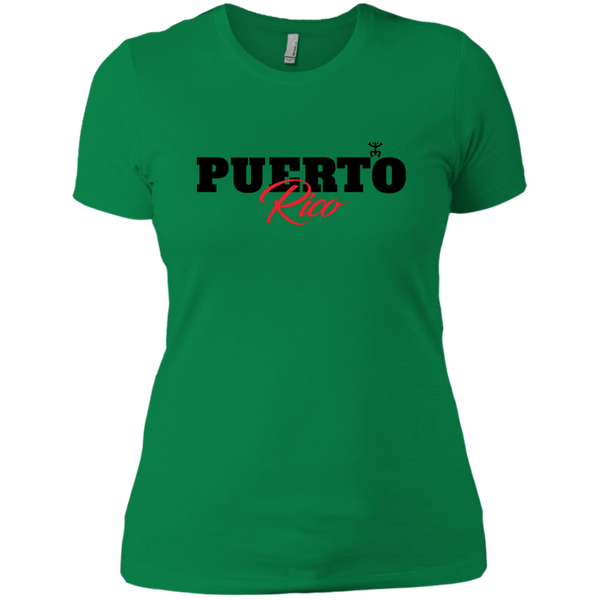 Puerto Rico Black Script 1 Next Level Ladies' Boyfriend Tee - PR FLAGS UP