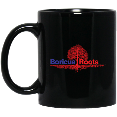 Boricua Roots Red & Blue Logo BM11OZ 11 oz. Black Mug - PR FLAGS UP