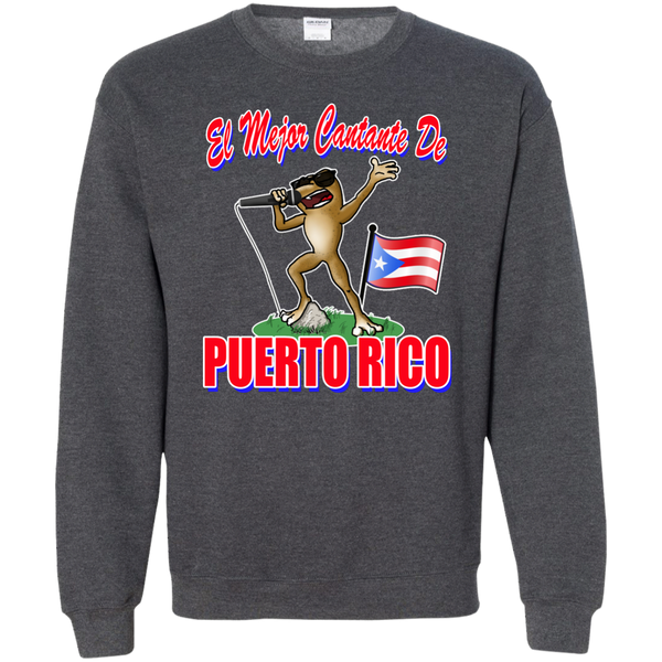 El Mejor Cantante Printed Crewneck Pullover Sweatshirt  8 oz - PR FLAGS UP