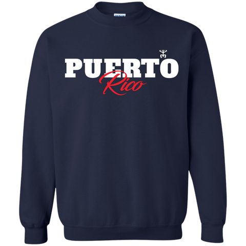 Puerto Rico Script 1 Crewneck Pullover Sweatshirt  8 oz - PR FLAGS UP