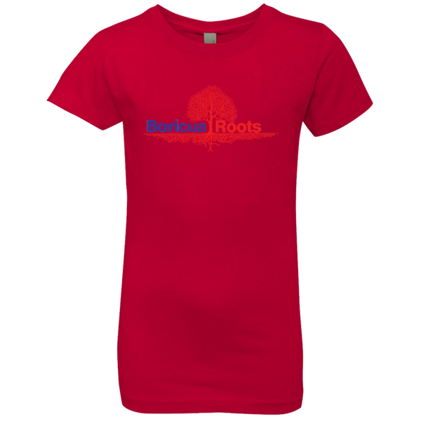 Boricua Roots Blue & Red Logo NL3710 Next Level Girls' Princess T-Shirt - PR FLAGS UP