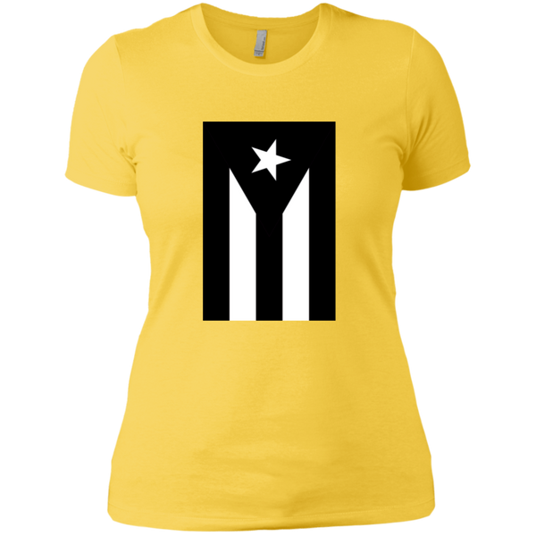 Black Flag of Puerto Rico NL3900 Next Level Ladies' Boyfriend T-Shirt - PR FLAGS UP