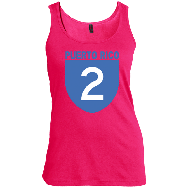 La Numero 2 DM481 District Made Women's Scoop Neck Tank Top - PR FLAGS UP