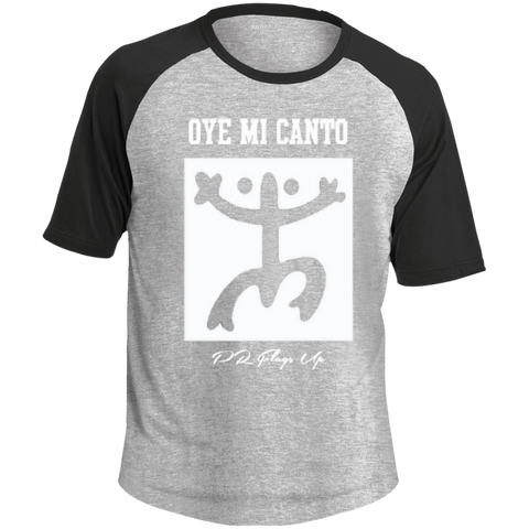 Oye Mi Canto El Coqui Adult SS Colorblock Raglan Jersey - PR FLAGS UP