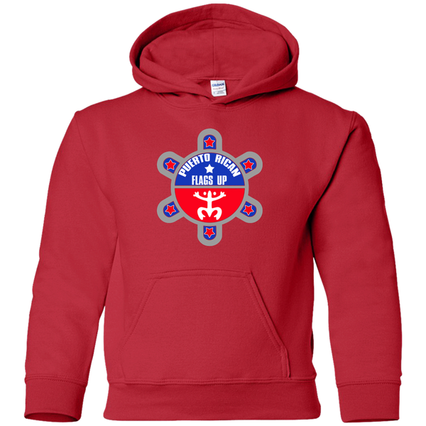 Puerto Rican Flags Up Youth Pullover Hoodie - PR FLAGS UP