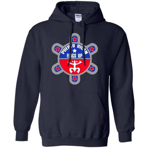 Puerto Rican Flags Up Pullover Hoodie 8 oz - PR FLAGS UP