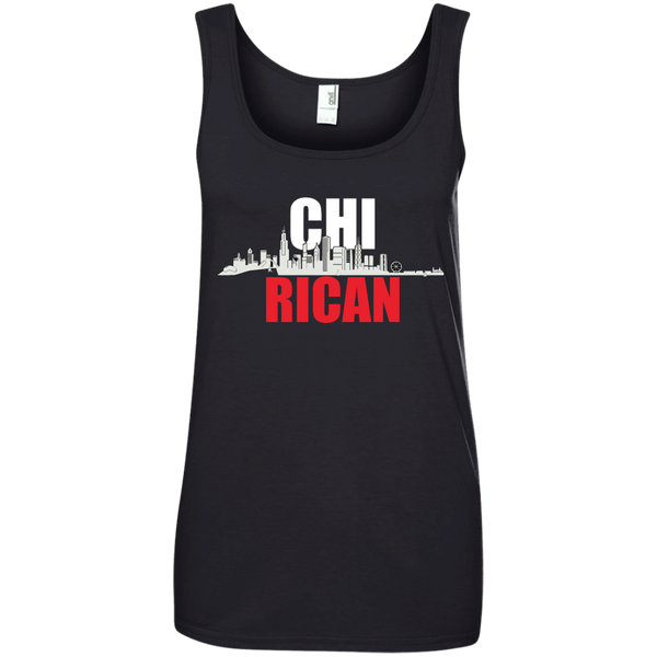 Chi Rican Ladies' 100% Ringspun Cotton Tank Top - PR FLAGS UP