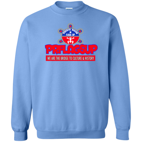 PR Flags Up Printed Crewneck Pullover Sweatshirt  8 oz - PR FLAGS UP