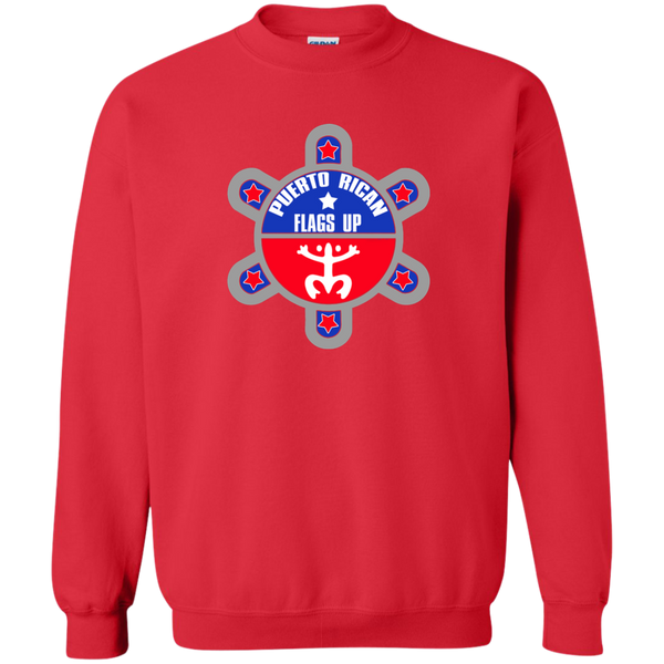 Puerto Rican Flags Up Printed Crewneck Pullover Sweatshirt  8 oz - PR FLAGS UP