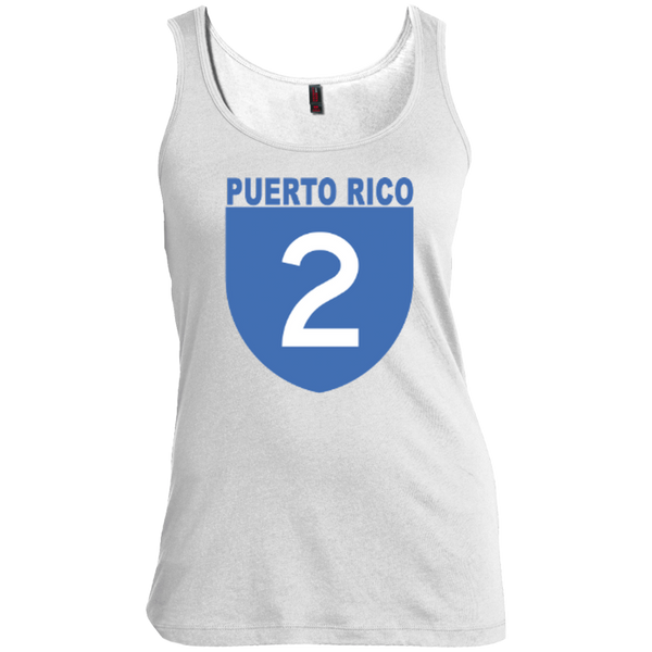 La Numero 2 DM481 District Made Women's Scoop Neck Tank Top - PR FLAGS UP