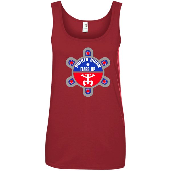 Puerto Rican Flags Up Ladies' 100% Ringspun Cotton Tank Top - PR FLAGS UP