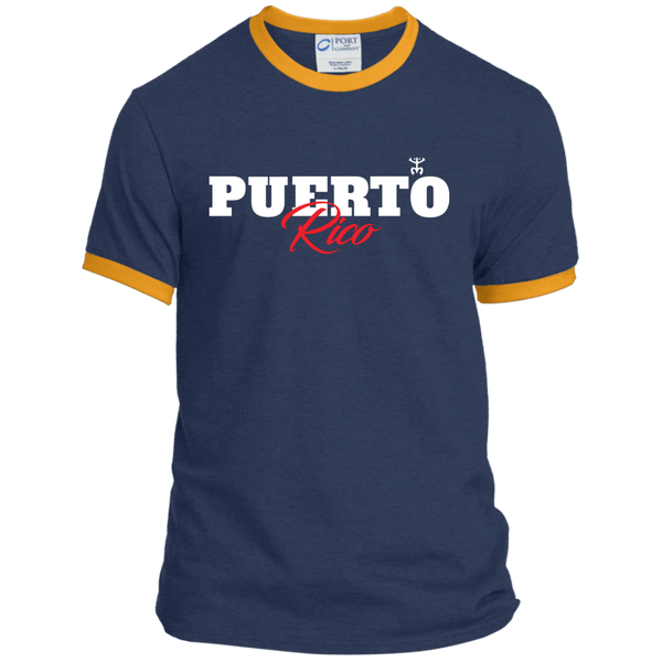 Puerto Rico Script 1 Ringer Tee - PR FLAGS UP