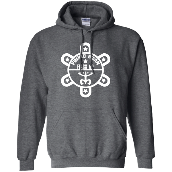 Puerto Rican Flags Up White Logo Pullover Hoodie 8 oz - PR FLAGS UP