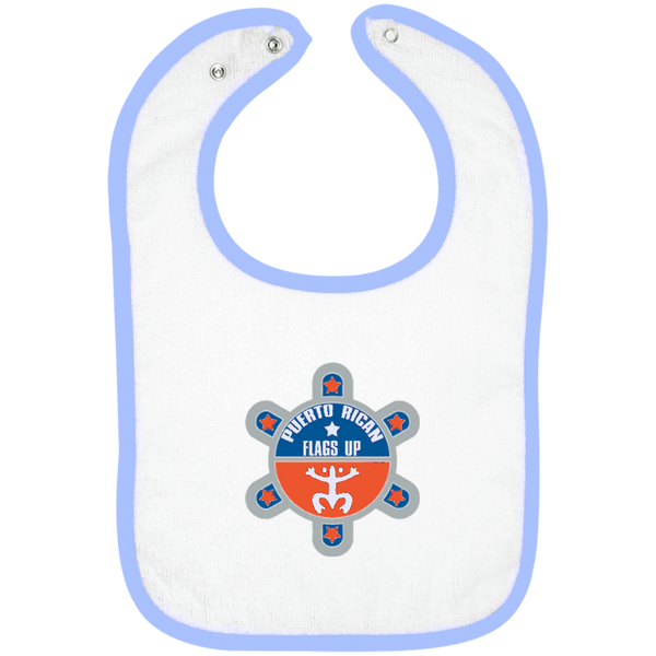 Puerto Rican Flags Up Infant Terry Snap Bib - PR FLAGS UP