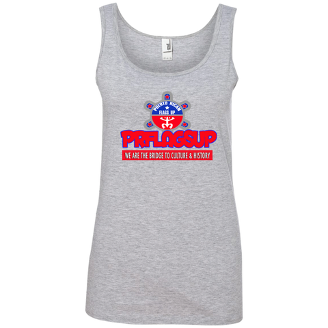 PR Flags Up Ladies' 100% Ringspun Cotton Tank Top - PR FLAGS UP