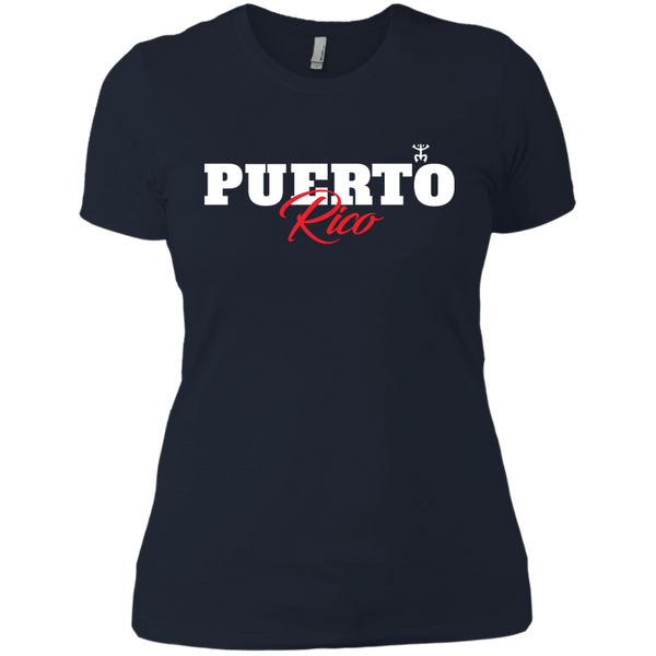 Puerto Rico Script 1 Next Level Ladies' Boyfriend Tee - PR FLAGS UP