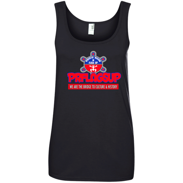 PR Flags Up Ladies' 100% Ringspun Cotton Tank Top - PR FLAGS UP