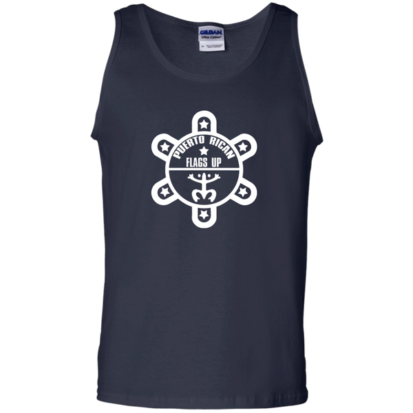 Puerto Rican Flags Up White Logo 100% Cotton Tank Top - PR FLAGS UP