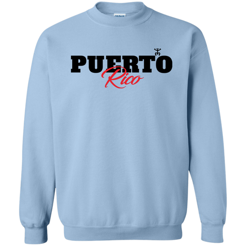 Puerto Rico Black Script 1 Crewneck Pullover Sweatshirt  8 oz - PR FLAGS UP