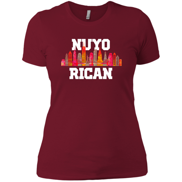 Nuyo Rican 2 NL3900 Next Level Ladies' Boyfriend T-Shirt - PR FLAGS UP
