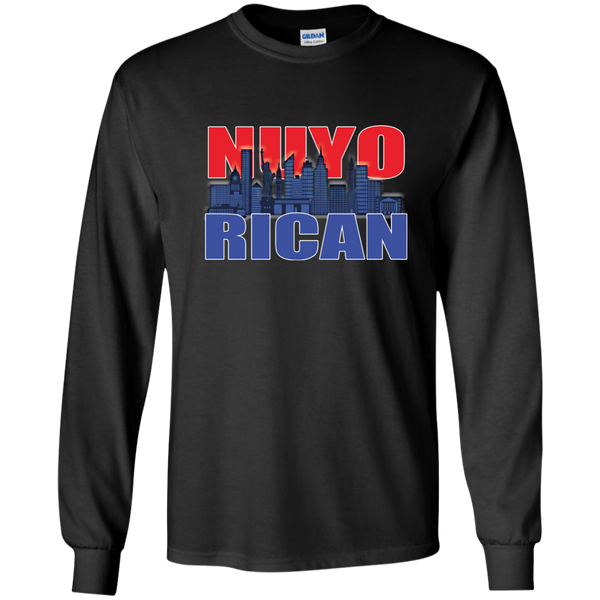 NuyoRican 2 LS Ultra Cotton Tshirt - PR FLAGS UP