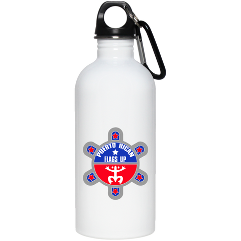 Puerto Rican Flags Up 20 oz Stainless Steel Water Bottle - PR FLAGS UP