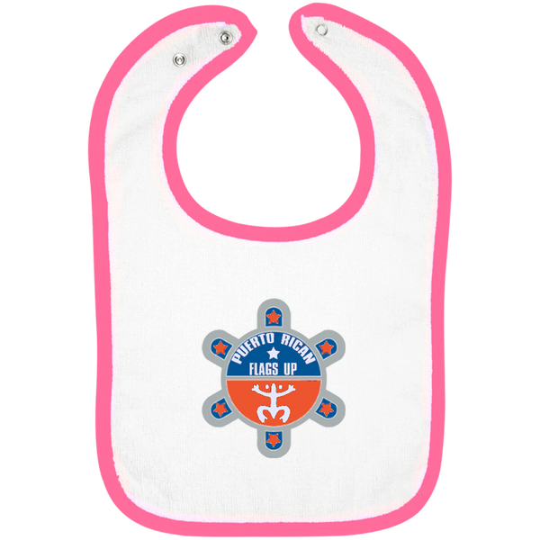 Puerto Rican Flags Up Infant Terry Snap Bib - PR FLAGS UP
