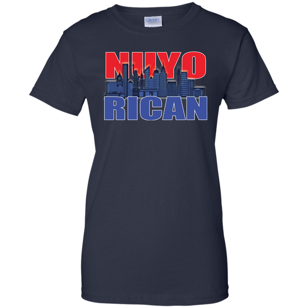 NuyoRican 2 Ladies Custom 100% Cotton T-Shirt - PR FLAGS UP