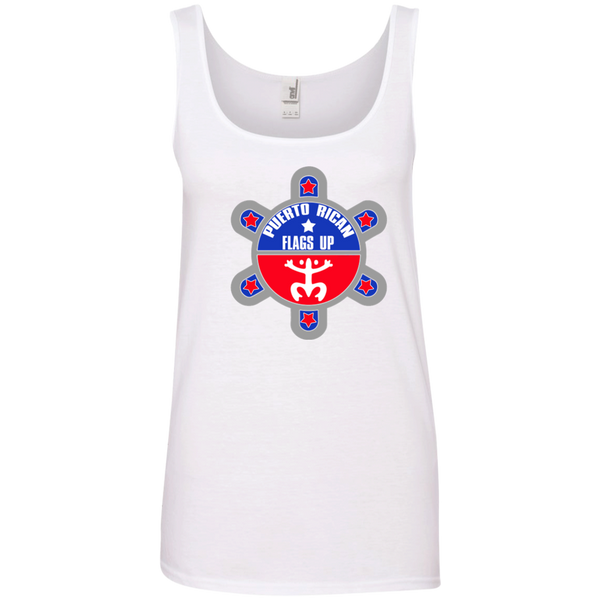 Puerto Rican Flags Up Ladies' 100% Ringspun Cotton Tank Top - PR FLAGS UP