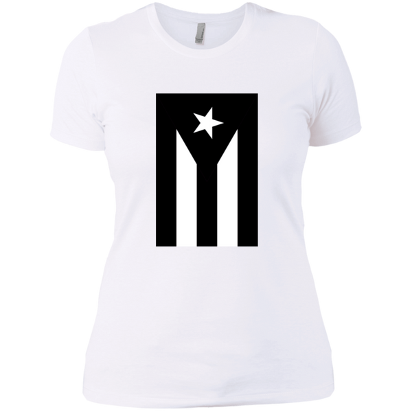 Black Flag of Puerto Rico NL3900 Next Level Ladies' Boyfriend T-Shirt - PR FLAGS UP