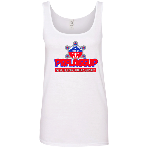 PR Flags Up Ladies' 100% Ringspun Cotton Tank Top - PR FLAGS UP