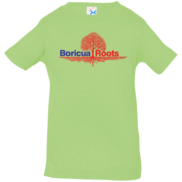 Boricua Roots Red & Blue Logo 3322 Rabbit Skins Infant Jersey T-Shirt - PR FLAGS UP