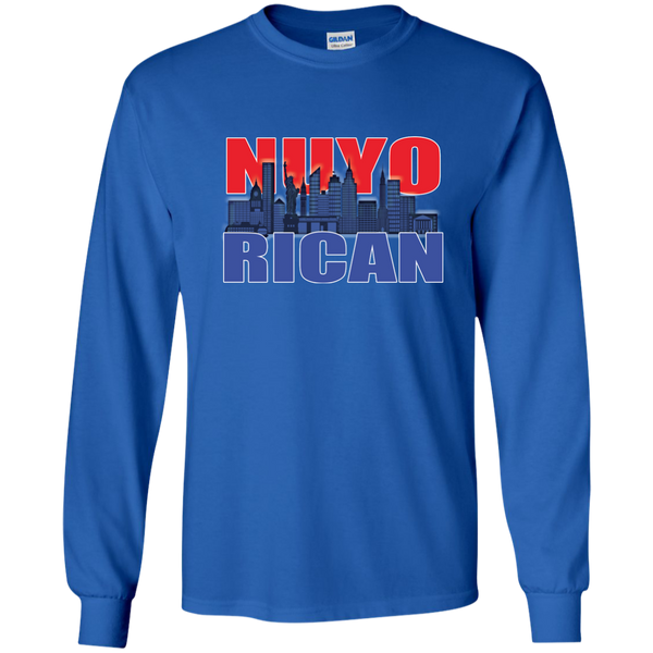 NuyoRican 2 LS Ultra Cotton Tshirt - PR FLAGS UP