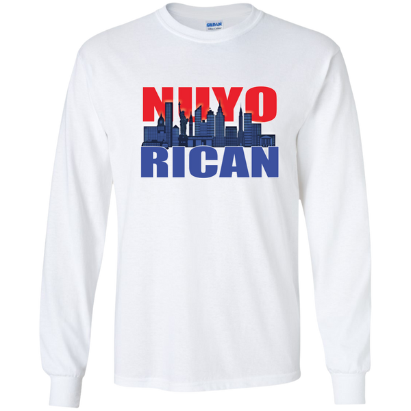 NuyoRican 2 LS Ultra Cotton Tshirt - PR FLAGS UP