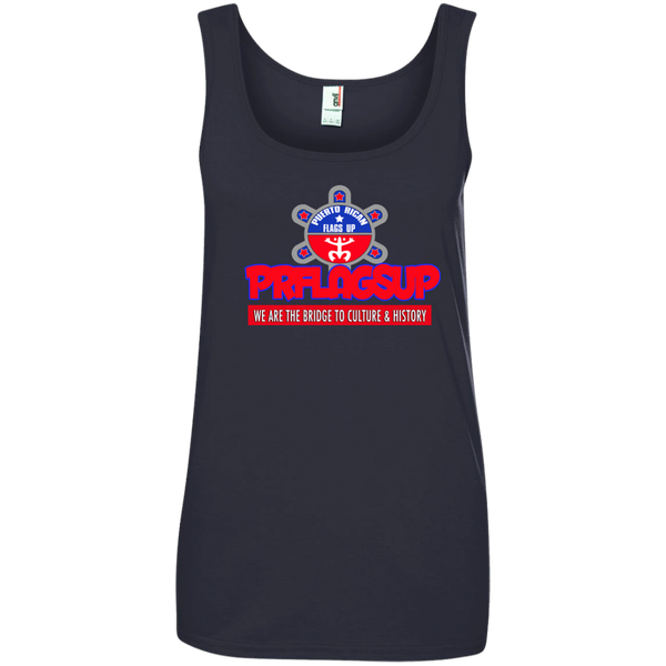 PR Flags Up Ladies' 100% Ringspun Cotton Tank Top - PR FLAGS UP