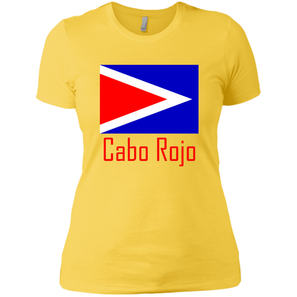 Cabo Rojo Flag NL3900 Next Level Ladies' Boyfriend T-Shirt - PR FLAGS UP